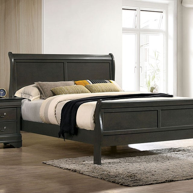Louis Philippe Antique Gray Queen Bed